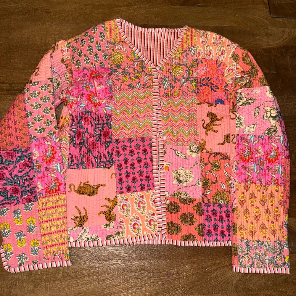 Reversible Vibrant Patchwork Cardigan With Floral… - image 1